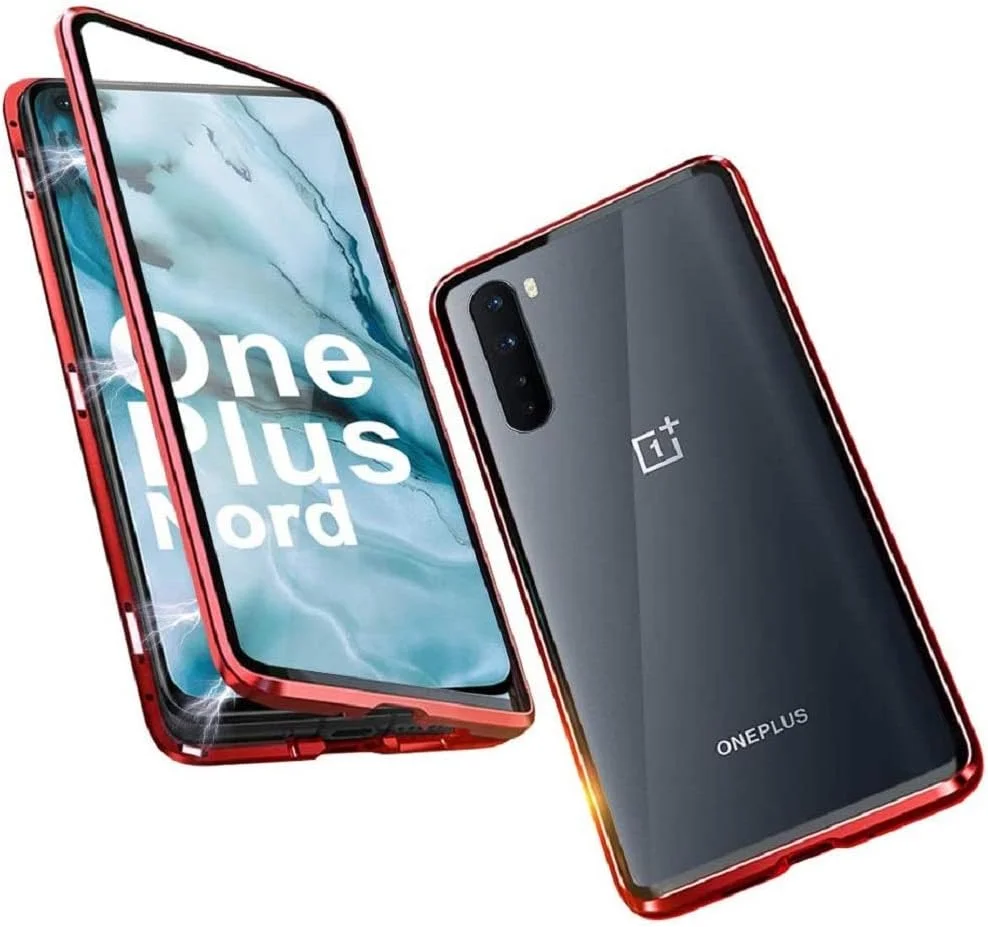 قاب گوشی OnePlus Nord 5G مدل Flip Cover با فناوری جذب مغناطیسی، فریم فلزی با سپر شیشه ای حرارت دیده شفاف، محافظت 360 درجه کامل از بدنه و صفحه نمایش، قرمز قاب گوشی OnePlus Nord 5G مدل Flip Cover با فناوری جذب مغناطیسی، فریم فلزی با سپر شیشه ای حرارت دیده شفاف، محافظت 360 درجه کامل از بدنه و صفحه نمایش، قرمز