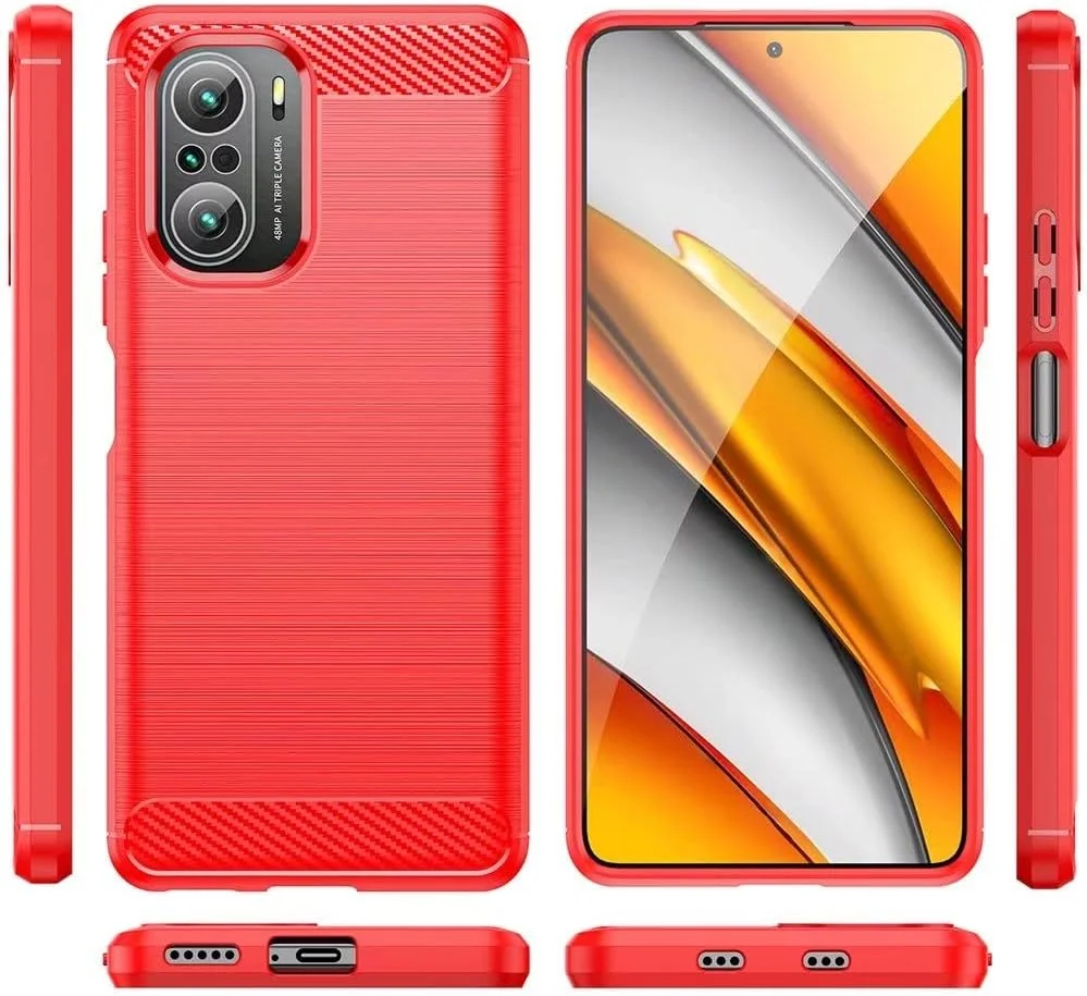 قاب محافظ گوشی QINOUK برای OnePlus Ace 2، طراحی بافت برس خورده [ضد اثر انگشت]، قاب TPU نرم به همراه محافظ صفحه نمایش شیشه ای حرارت دیده [2 عددی] برای OnePlus Ace 2 - قرمز