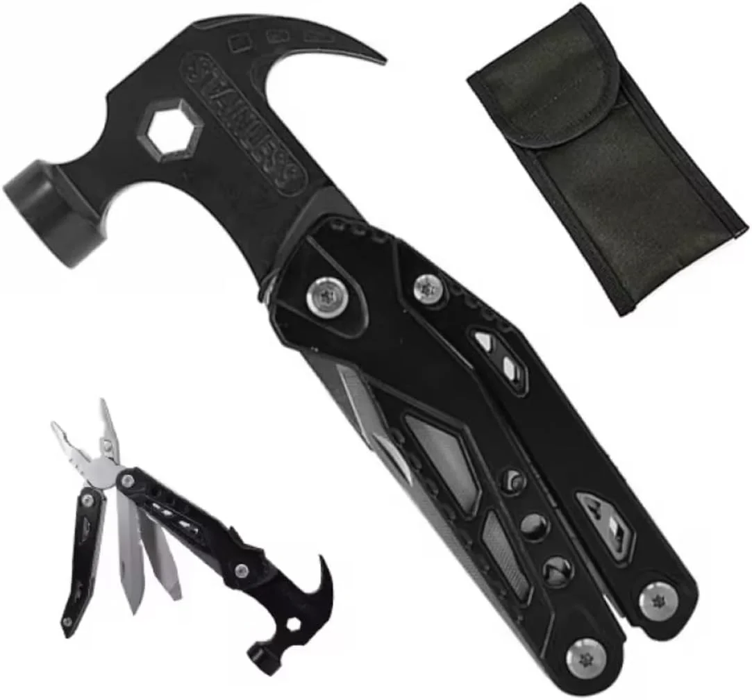 چکش چندکاره مرجانی آبی، انبردست تاشو، آچار، پیچ گوشتی، درب بازکن بطری، ابزار دستی ترکیبی برای کمپینگ و بقا در فضای باز