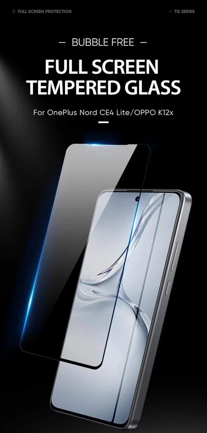 محافظ صفحه نمایش OIATROE [بسته 2 عددی] برای OnePlus Nord CE4 Lite، محافظ صفحه نمایش شیشه ای حرارت دیده ممتاز فوق العاده باریک HD 2.5D Pro-Fit - مشکی