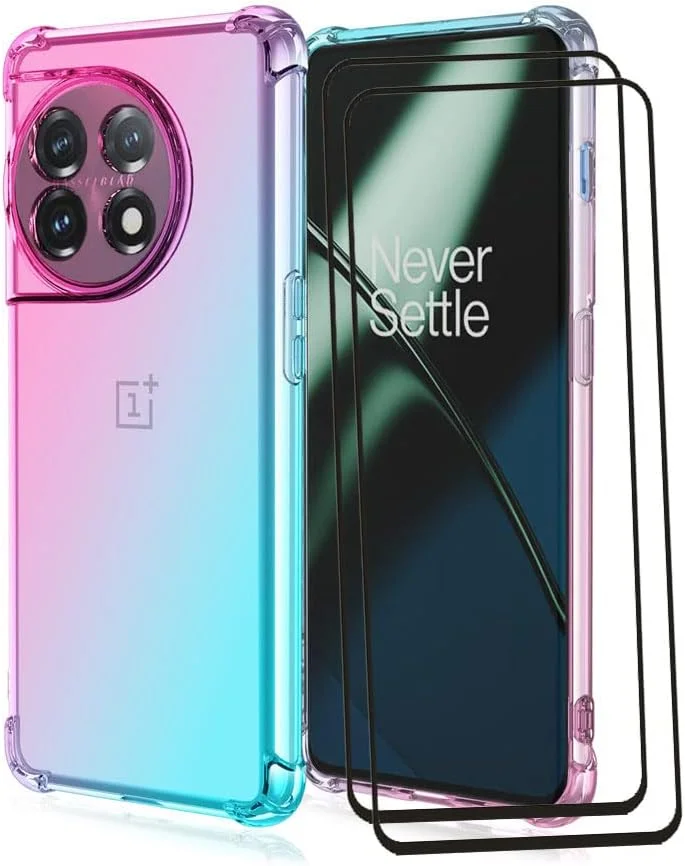 کاور محافظ گوشی RonRun برای OnePlus Ace 2 Pro به همراه 2 محافظ صفحه نمایش شیشه ای حرارت دیده، TPU ضد خش، رنگ گرادیان شفاف، صورتی سبز کاور محافظ گوشی RonRun برای OnePlus Ace 2 Pro به همراه 2 محافظ صفحه نمایش شیشه ای حرارت دیده، TPU ضد خش، رنگ گرادیان شفاف، صورتی سبز