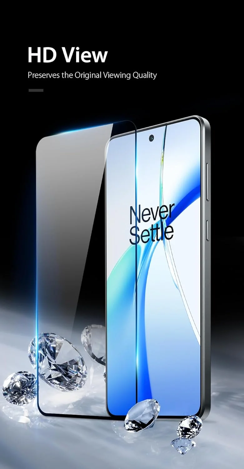 محافظ صفحه نمایش OIATROE [بسته 2 عددی] برای OnePlus Nord CE4/Oppo K12، محافظ صفحه نمایش شیشه ای حرارت دیده ممتاز فوق العاده باریک HD 2.5D Pro-Fit - مشکی