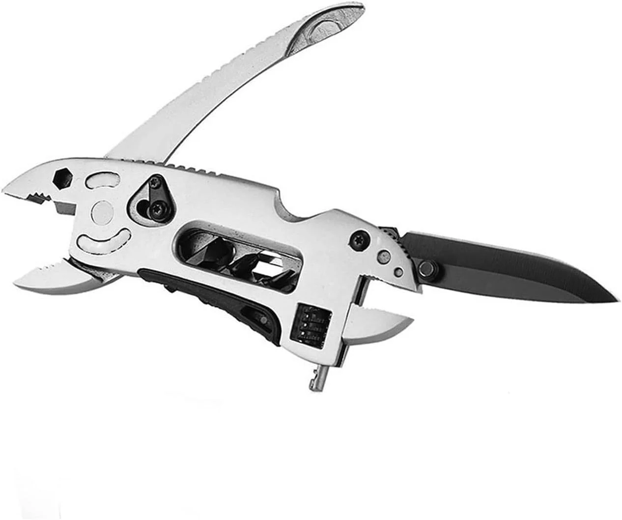 انبر چندکاره Gfvjhfhk به همراه چاقو، ست پیچ گوشتی، آچار قابل تنظیم و ابزار تعمیرات مناسب کمپینگ و بقا در فضای باز