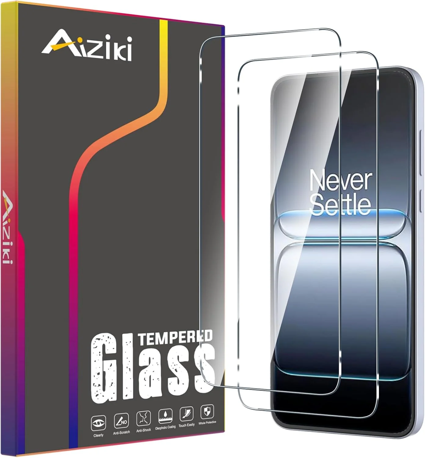 محافظ صفحه نمایش شیشه ای حرارت دیده Aiziki بسته 2 عددی برای North 5/CE5 (0.33 میلی متر HD فوق العاده شفاف) محافظ شیشه ای با سختی 9H برای North 5/CE5