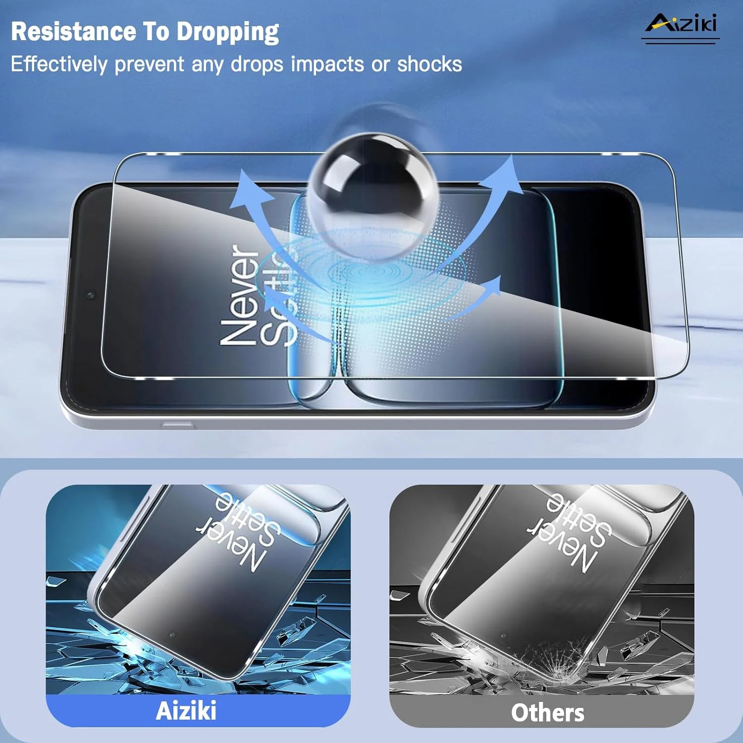 محافظ صفحه نمایش شیشه ای حرارت دیده Aiziki بسته 2 عددی برای North 5/CE5 (0.33 میلی متر HD فوق العاده شفاف) محافظ شیشه ای با سختی 9H برای North 5/CE5