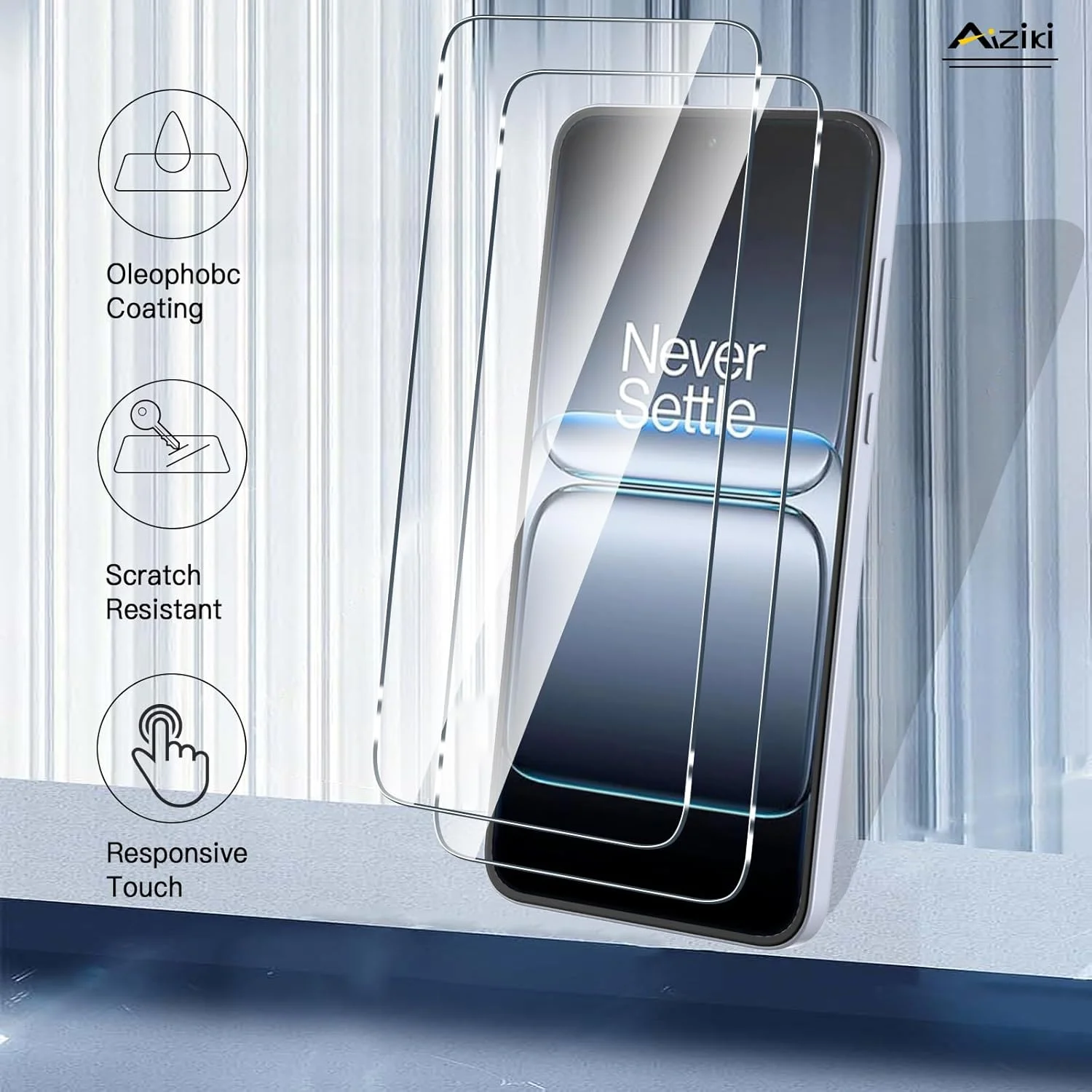 محافظ صفحه نمایش شیشه ای حرارت دیده Aiziki بسته 2 عددی برای North 5/CE5 (0.33 میلی متر HD فوق العاده شفاف) محافظ شیشه ای با سختی 9H برای North 5/CE5