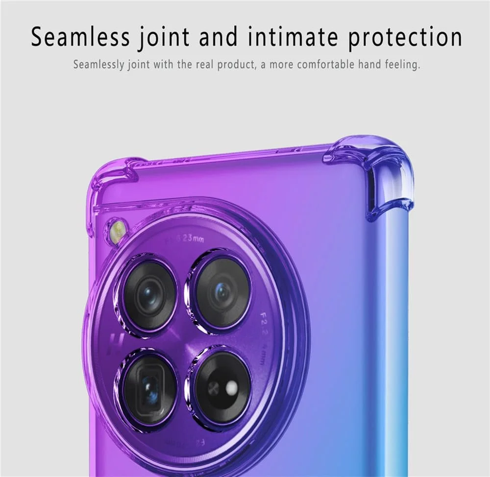 کاور RonRun برای OnePlus 12 به همراه 2 محافظ صفحه نمایش شیشه ای حرارت دیده، TPU ضد خش، رنگ градиент شفاف، پوشش محافظ مشکی طلایی کاور RonRun برای OnePlus 12 به همراه 2 محافظ صفحه نمایش شیشه ای حرارت دیده، TPU ضد خش، رنگ градиент شفاف، پوشش محافظ مشکی طلایی