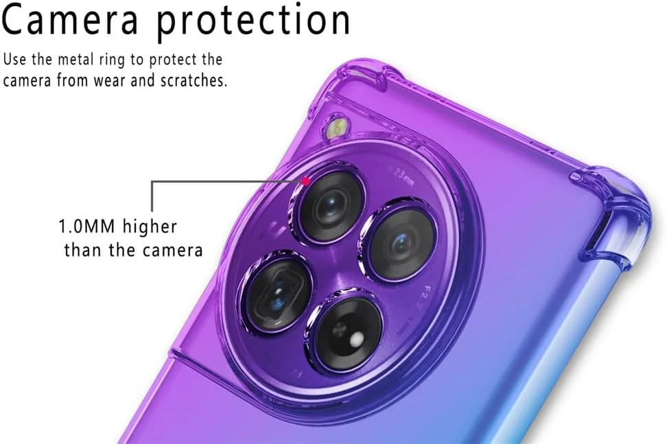 کاور RonRun برای OnePlus 12 به همراه 2 محافظ صفحه نمایش شیشه ای حرارت دیده، TPU ضد خش، رنگ градиент شفاف، پوشش محافظ مشکی طلایی کاور RonRun برای OnePlus 12 به همراه 2 محافظ صفحه نمایش شیشه ای حرارت دیده، TPU ضد خش، رنگ градиент شفاف، پوشش محافظ مشکی طلایی