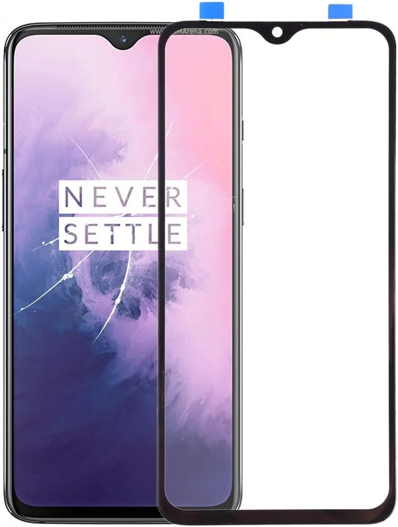 شیشه لنز بیرونی صفحه نمایش جلویی گوشی وان پلاس 7 (مشکی)