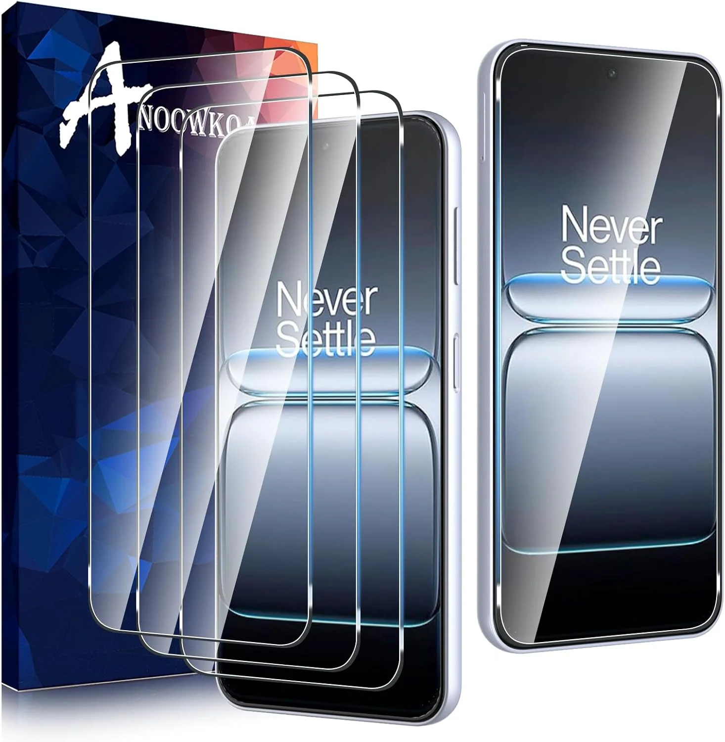 محافظ صفحه نمایش پریمیوم Anoowkoa مدل Nord 5، بسته 3 عددی، پوشش محافظ شیشه ای حرارت دیده - شیشه اصل - نصب فوق العاده آسان با یک فشار