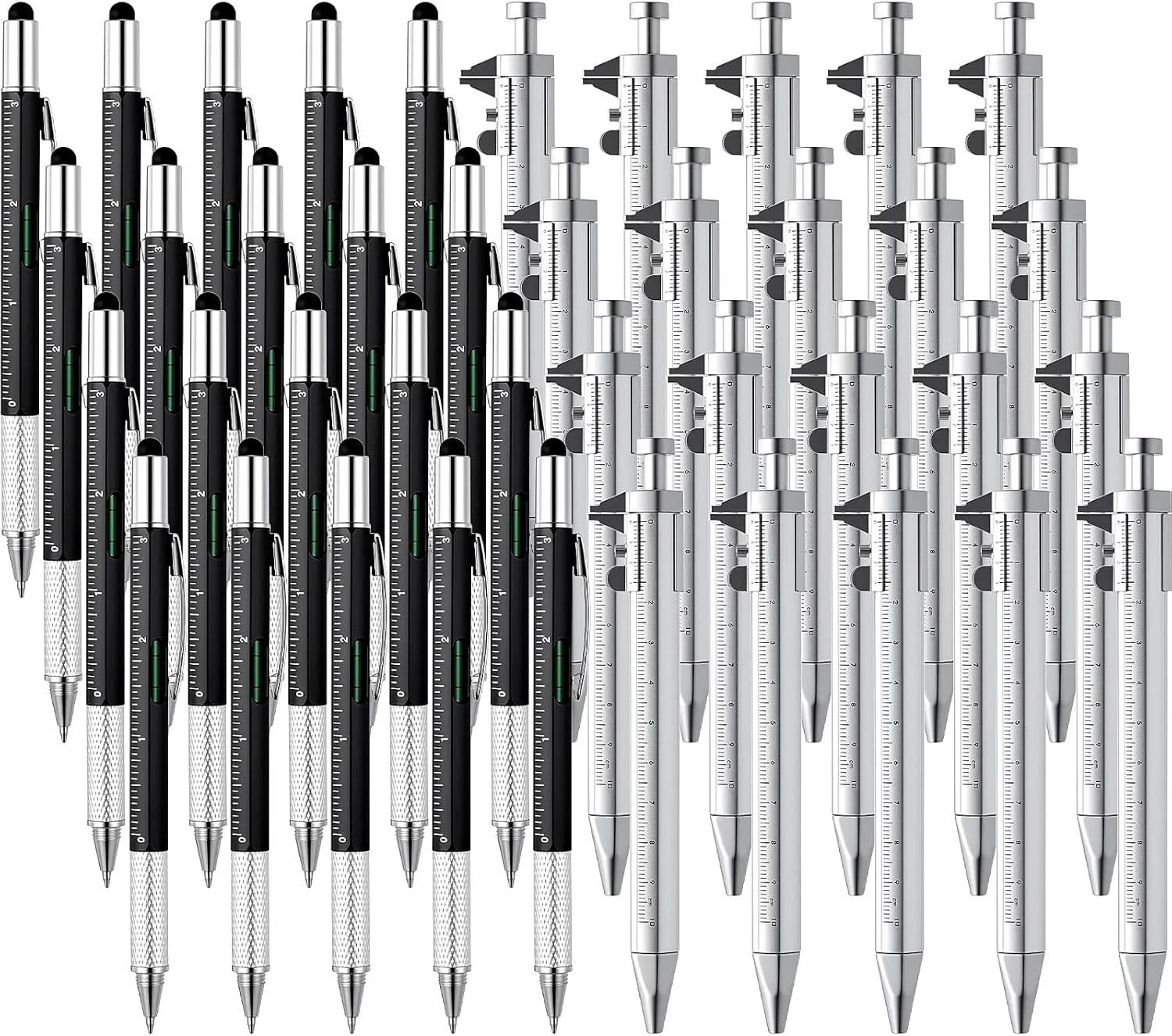 ست خودکار چندکاره AmazingSpark 40 عددی شامل 20 خودکار ابزار 6 کاره و 20 خودکار کالیپر ورنیه، هدیه ابزار چندکاره برای پدر، همسر، کریسمس، بزرگسالان، مردان، کیت تعمیر