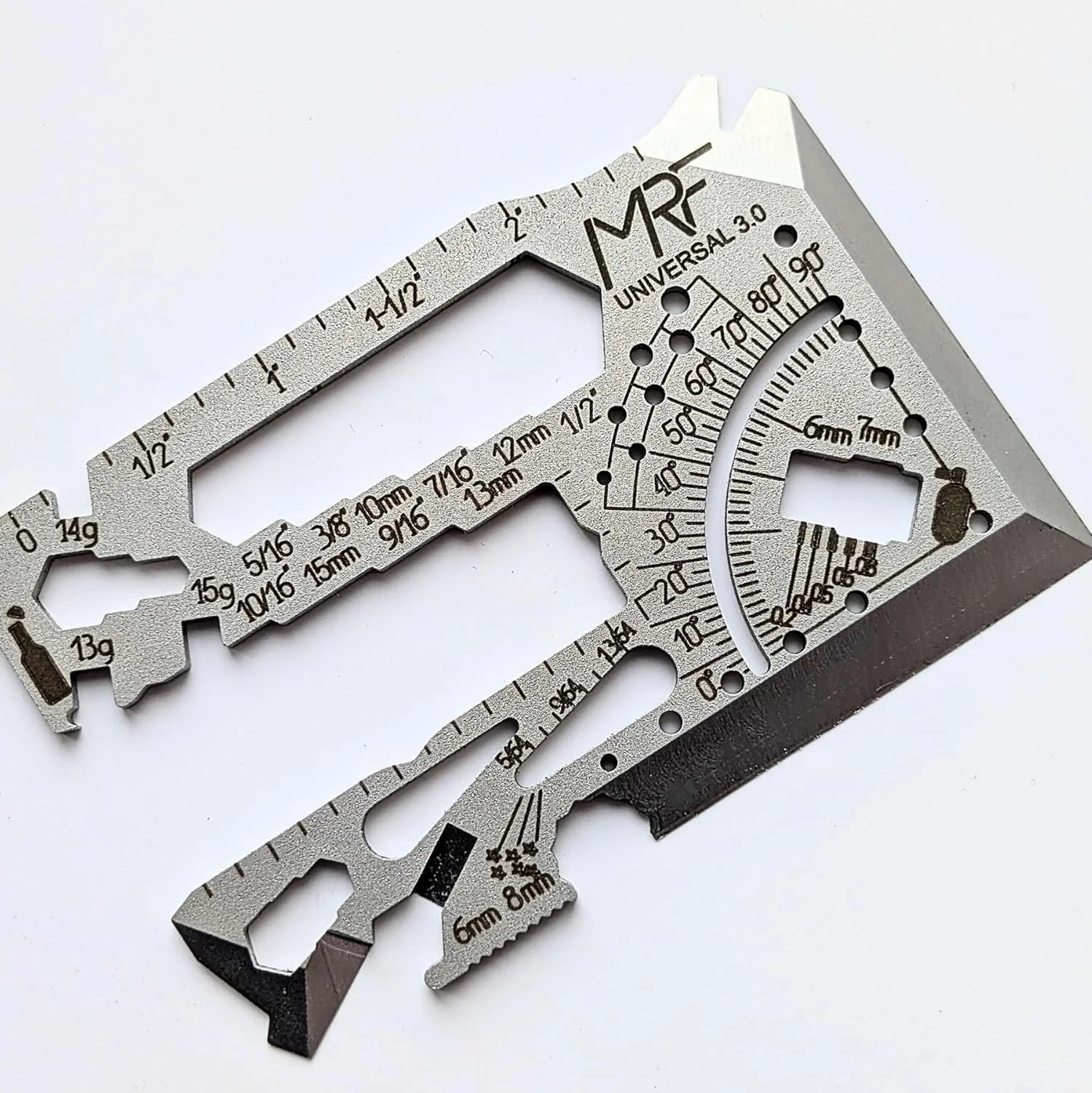 ابزار چندکاره کارتی MRF مدل Universal 3.0 - ابزار کیف پول EDC 60 در 1 - تیتانیوم - ساخت اوکراین و تست شده در شرایط جنگی - برای تعمیرات، فضای باز، مسافرت