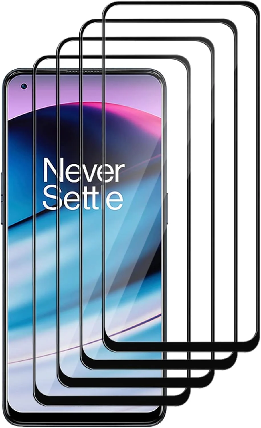 محافظ صفحه نمایش شیشه ای GMUJIAO [بسته 4 عددی] سازگار با OnePlus Nord N20 5G، فیلم شیشه ای حرارت دیده، محافظت عالی در برابر شکستن، سختی 9H - مشکی