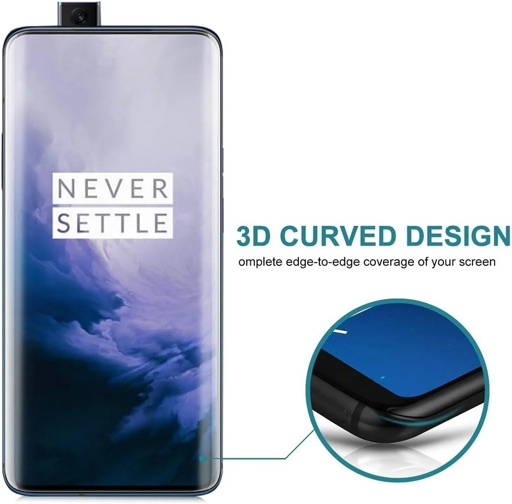 محافظ صفحه نمایش شیشه ای حرارت دیده 9H سه بعدی خمیده ضد تابش نور برای OnePlus 7 Pro Good Dalee