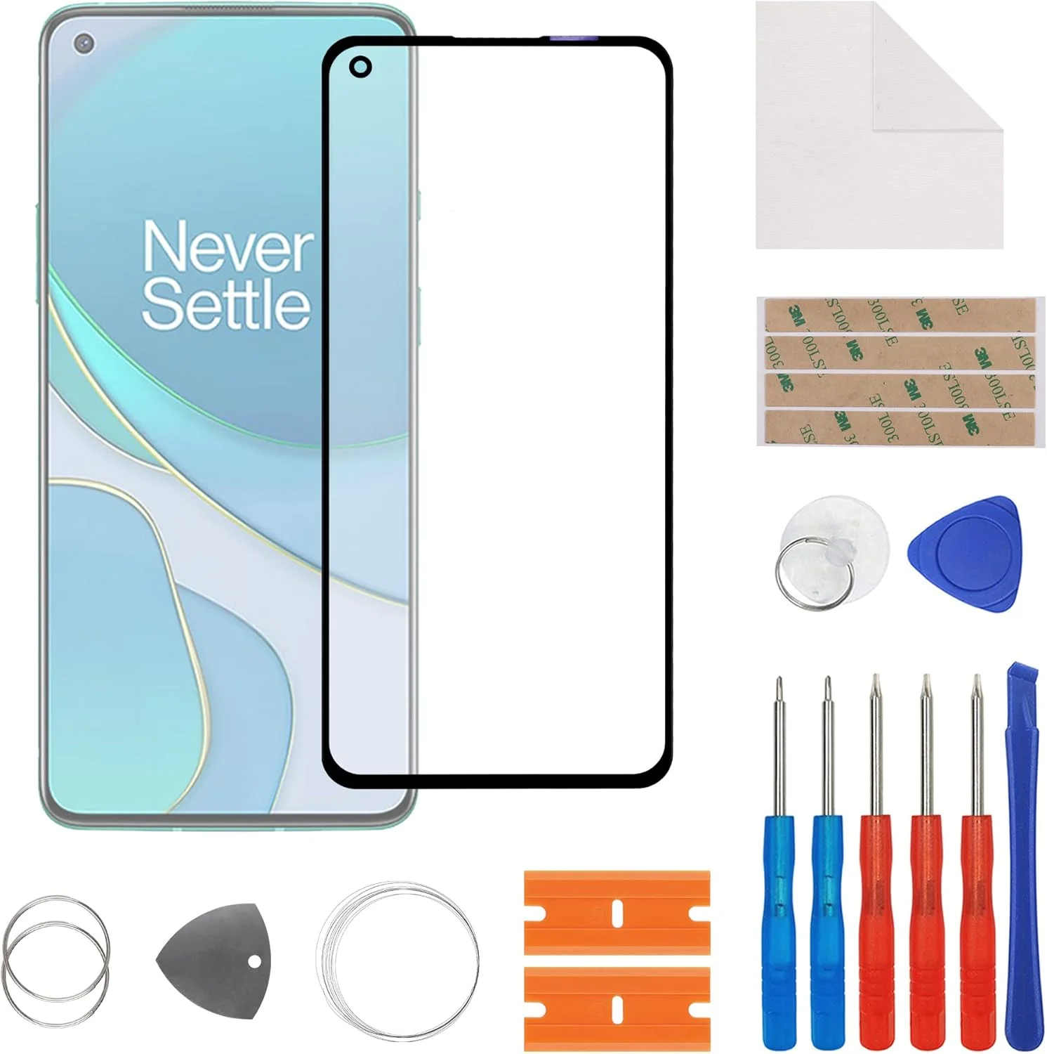 شیشه نمایشگر SwarKing، شیشه جلویی، تعویض لنز صفحه بیرونی سازگار با OnePlus 8T به همراه کیت تعمیر
