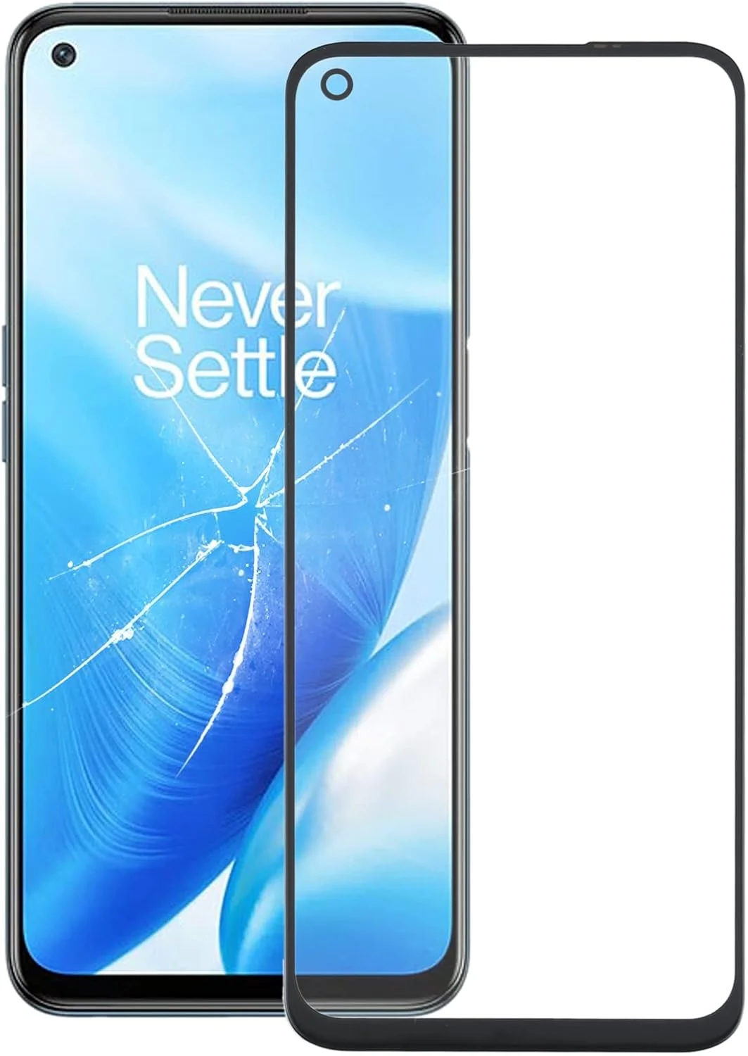 شیشه لنز بیرونی صفحه نمایش جلویی مشکی برای OnePlus Nord N200 5G DE2118