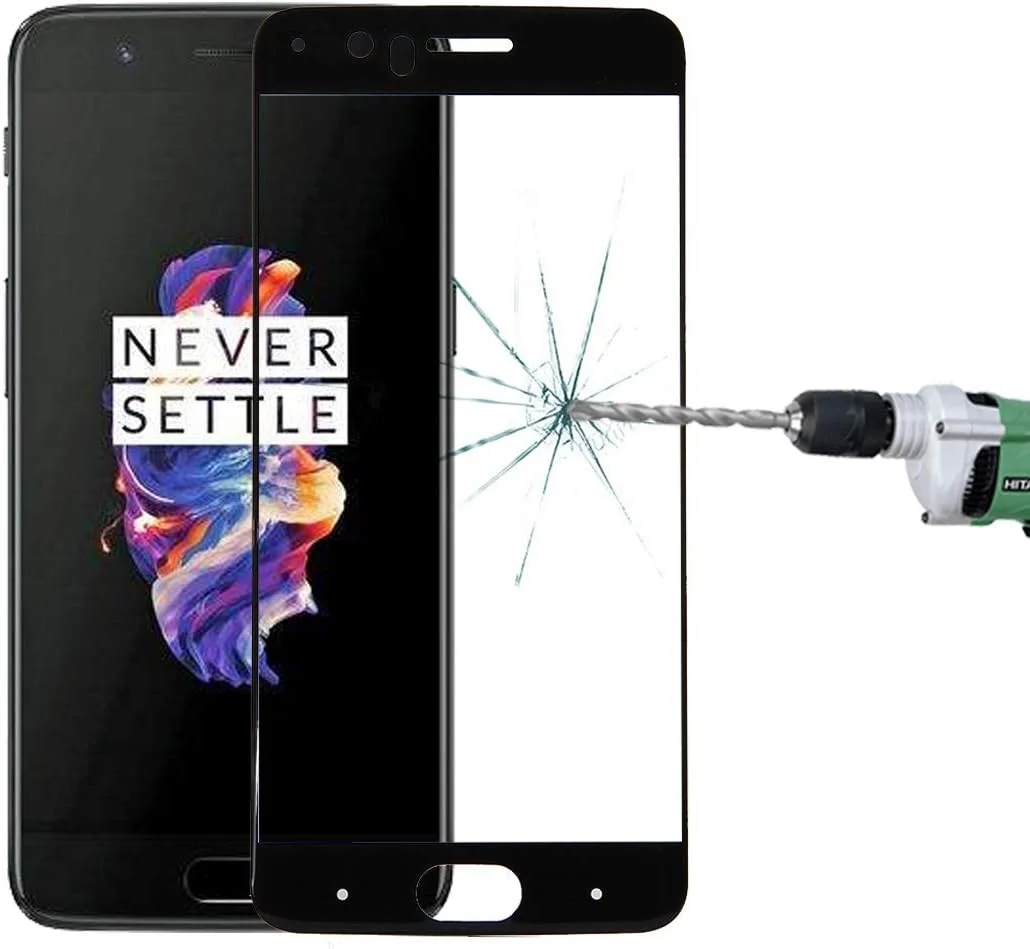 محافظ صفحه نمایش شیشه ای حرارت دیده با پوشش کامل، منحنی سه بعدی، سختی سطح 9H و ضخامت 0.3 میلی متر مناسب برای OnePlus 5 (مشکی) Dalee (رنگ: مشکی)