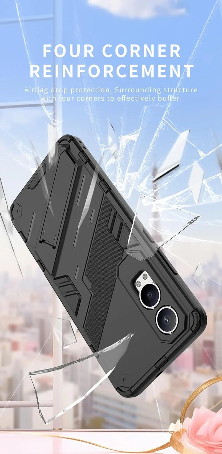 کاور محافظ گوشی GMUJIAO سازگار با OnePlus Nord CE 4 Lite، کاور ضربه گیر ضد شوک، کاور دارای استند به همراه 2 محافظ صفحه نمایش شیشه ای حرارت دیده - سبز