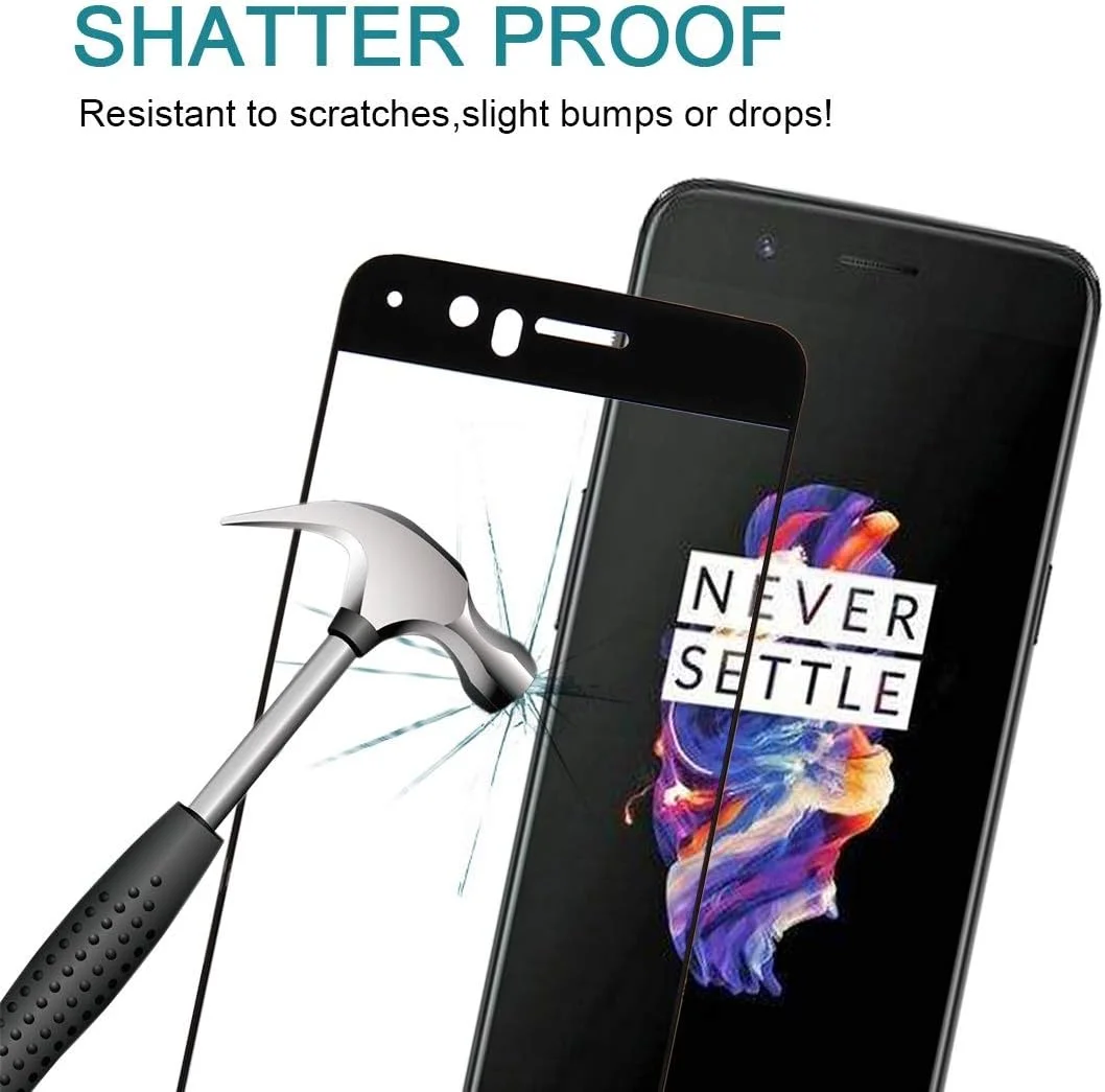محافظ صفحه نمایش شیشه ای حرارت دیده با پوشش کامل، منحنی سه بعدی، سختی سطح 9H و ضخامت 0.3 میلی متر مناسب برای OnePlus 5 (مشکی) Dalee (رنگ: مشکی)