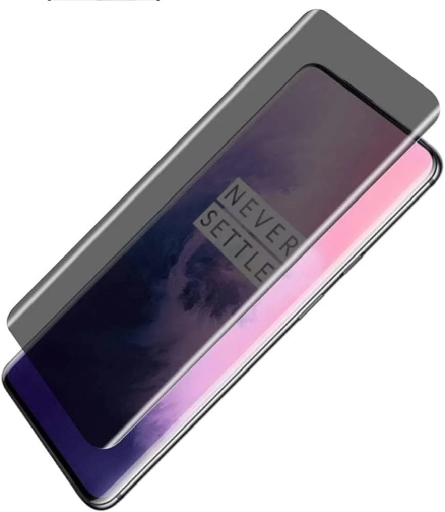 محافظ صفحه نمایش ضد جاسوسی Hkess بسته 2 عددی برای OnePlus 7T Pro/ 7 Pro - محافظ صفحه نمایش حریم خصوصی تمام صفحه، فیلم شیشه ای سخت شده سه بعدی، سختی 9H محافظ پوشش کامل ضد خراش