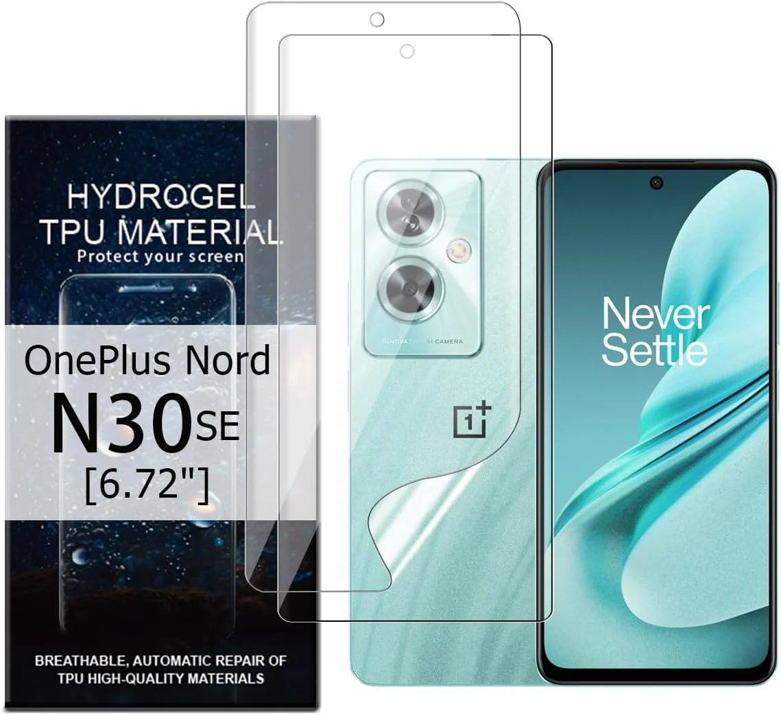 محافظ صفحه نمایش ژله ای Glcrrpu بسته 2 عددی برای OnePlus Nord N30 SE [6.72"]، فیلم TPU هیدروژل بسیار حساس، شفاف HD، انعطاف پذیر، خود ترمیم شونده [غیر شیشه حرارت دیده]
