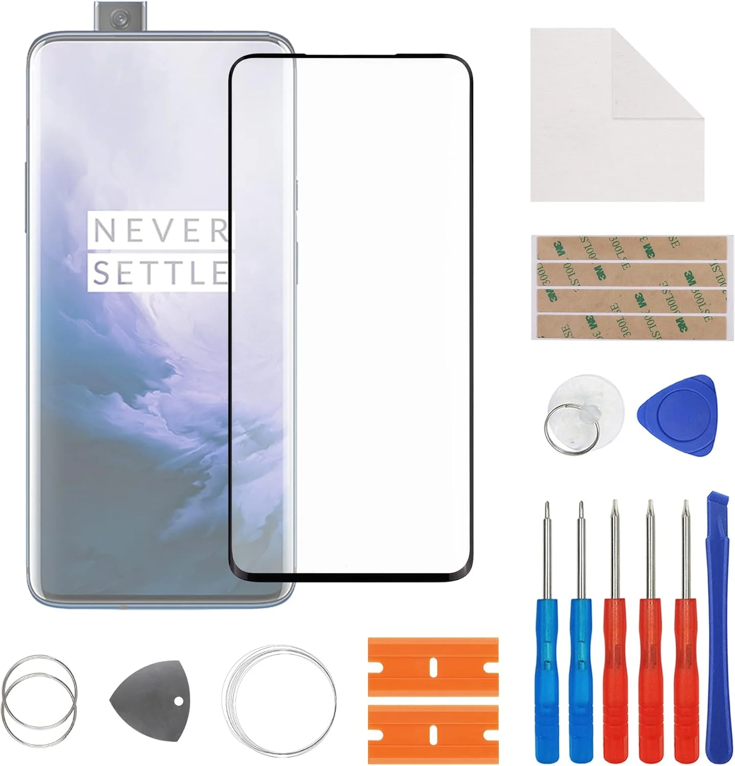 شیشه نمایشگر SwarKing، شیشه جلویی، تعویض لنز صفحه نمایش بیرونی سازگار با OnePlus 7 Pro به همراه کیت تعمیر