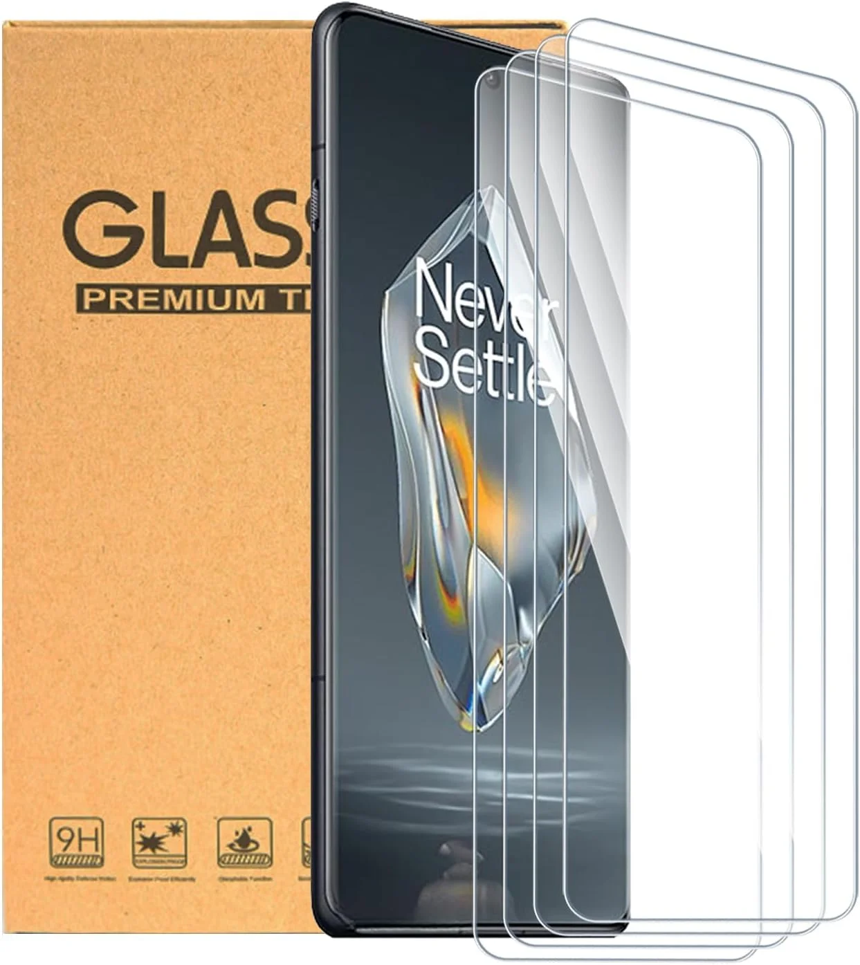 محافظ صفحه نمایش ESACMOT [بسته 4 عددی] سازگار با OnePlus 12R، فیلم شیشه ای حرارت دیده، ضد خرد شدن و سازگار با قاب، سختی 9H، فیلم محافظ HD برای OnePlus 12R (6.78 اینچ)