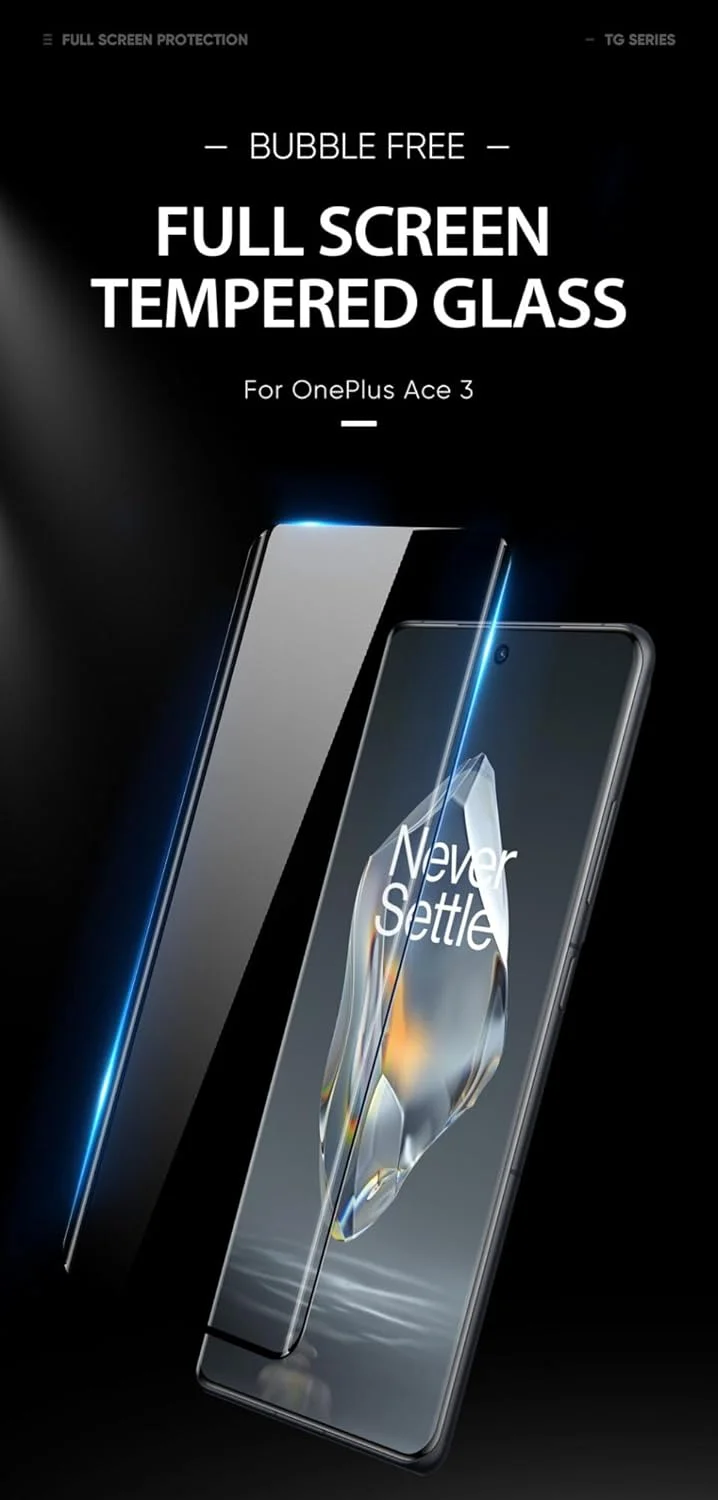 محافظ صفحه نمایش OIATROE [بسته 2 عددی] برای OnePlus Ace 3، محافظ صفحه نمایش شیشه ای حرارت دیده فوق العاده باریک HD 2.5D Pro-Fit - مشکی