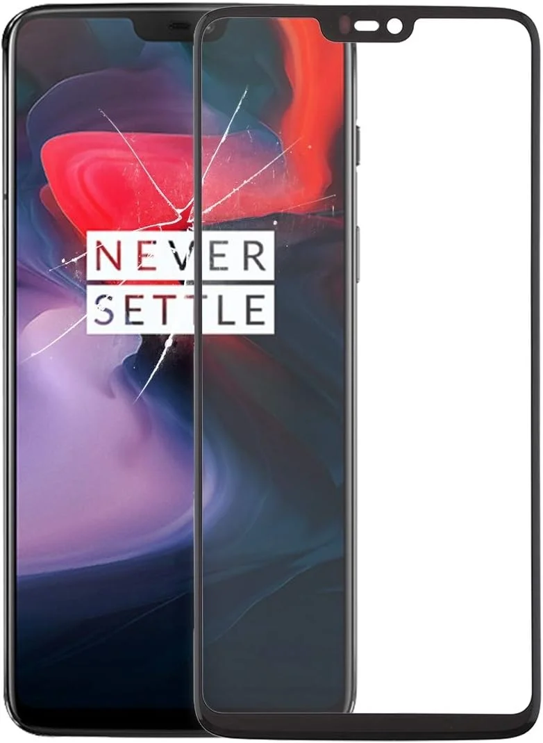 قطعات جایگزین تلفن همراه برای OnePlus 6 شیشه لنز بیرونی صفحه نمایش جلو با چسب شفاف نوری OCA