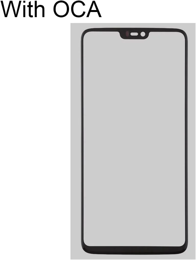 قطعات جایگزین تلفن همراه برای OnePlus 6 شیشه لنز بیرونی صفحه نمایش جلو با چسب شفاف نوری OCA