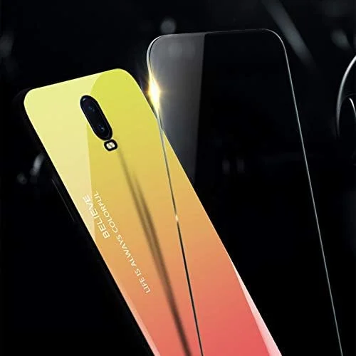 قاب شیشه ای رنگین کمانی جدید برای OnePlus 6T (مشکی) Yyq (رنگ: سرخابی)