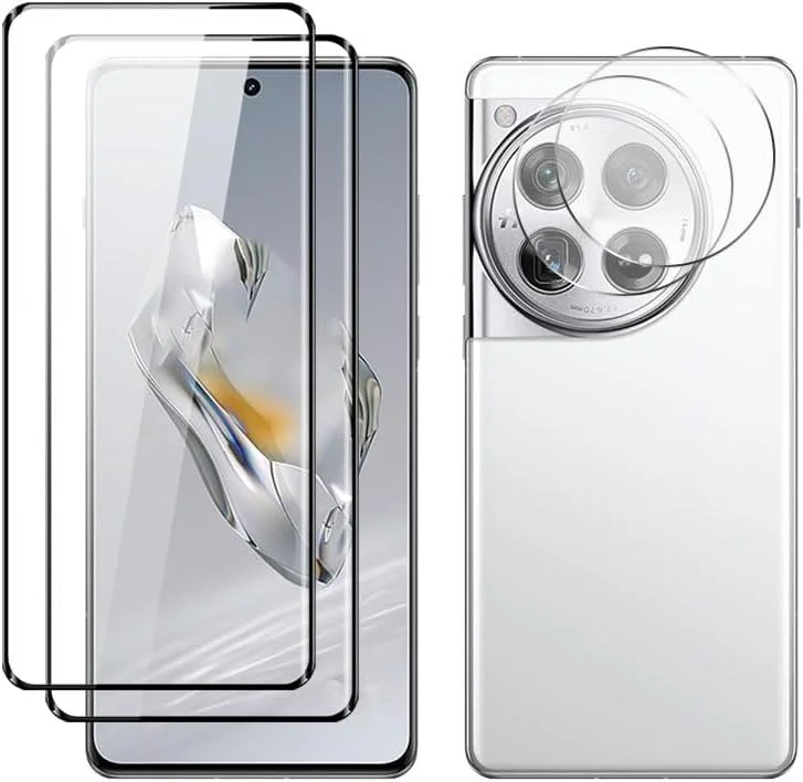 محافظ صفحه نمایش QJONSIU سازگار با OnePlus 15، 2 عدد محافظ صفحه نمایش تمام صفحه، 2 عدد محافظ لنز دوربین شیشه ای حرارت دیده شفاف HD، ضد خش