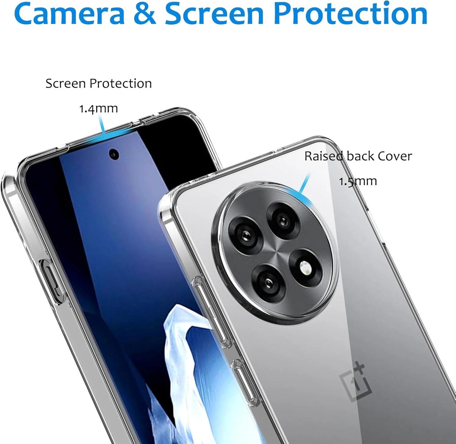 کاور گوشی CAUHENYEE برای OnePlus 13R به همراه محافظ صفحه نمایش شیشه ای حرارت دیده، کاور TPU شفاف، نرم و باریک، ضد خش و ضد ضربه