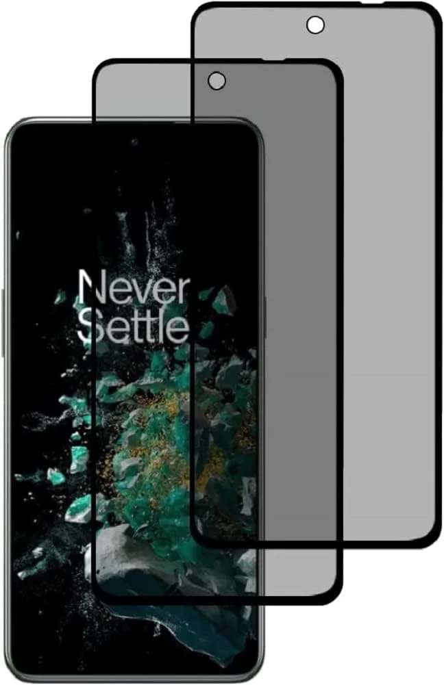 محافظ صفحه نمایش ضد جاسوسی HKess بسته 2 عددی برای OnePlus 10T - محافظ صفحه نمایش حریم خصوصی تمام صفحه، فیلم شیشه ای حرارت دیده سه بعدی، محافظ پوشش کامل ضد خش با سختی 9H