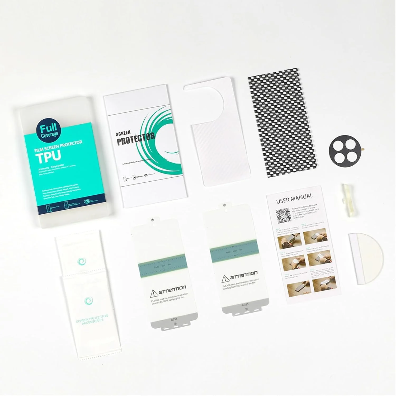 محافظ صفحه نمایش برای وان پلاس 12 5G 6.82 اینچ [2 عدد]، فیلم TPU انعطاف پذیر، همراه با 1 عدد محافظ لنز دوربین، 1 عدد فیلم پشت، بدون حباب، نصب آسان