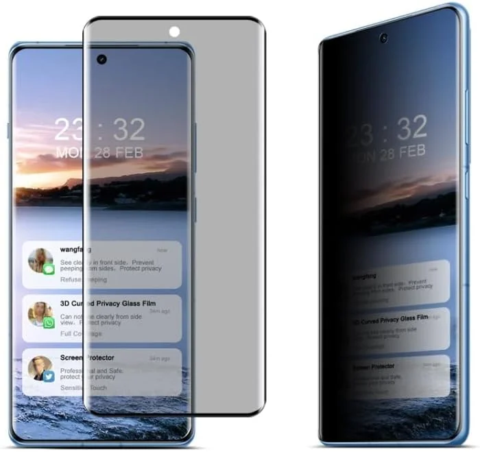 محافظ صفحه نمایش شیشه ای حرارت دیده شیهویی برای وان پلاس ایس 3 5G، سه بعدی خمیده، فول اسکرین HD، ضد جاسوسی