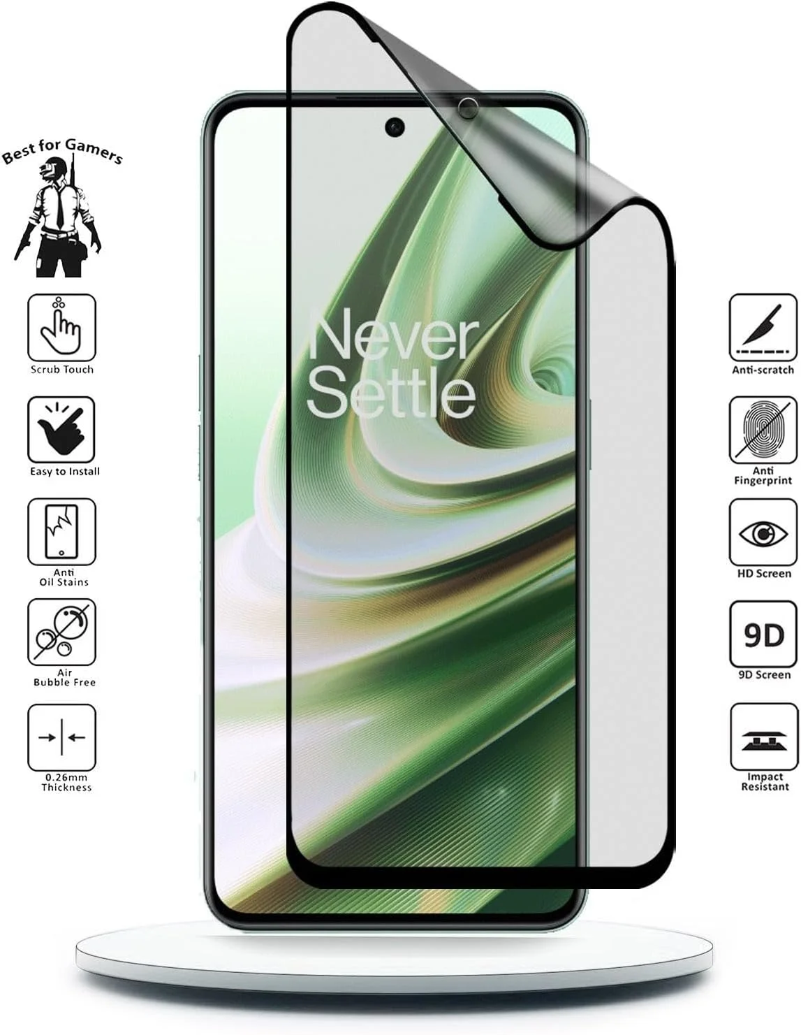 محافظ صفحه نمایش نانو سرامیکی انعطاف پذیر مات فول چسب Wtech با پوشش کامل برای OnePlus 10R 5G 2022، شفاف/مشکی محافظ صفحه نمایش نانو سرامیکی انعطاف پذیر مات فول چسب Wtech با پوشش کامل برای OnePlus 10R 5G 2022، شفاف/مشکی