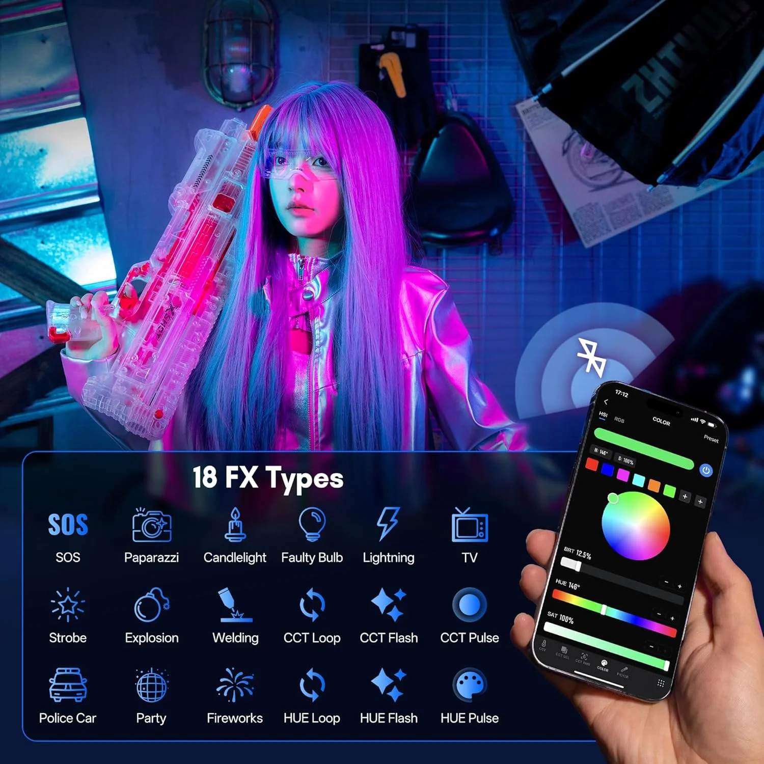 نور ویدئویی RGB زیون مدل CINEPEER CX50 RGB [اورجینال] چراغ ویدئویی LED دستی کوچک 50 واتی با باتری 4500 میلی آمپر ساعتی Type-C PD با شارژ سریع، کنترل برنامه، چراغ دوربین قابل حمل با 2700K-6500K/CRI≈95/TLCI≈96