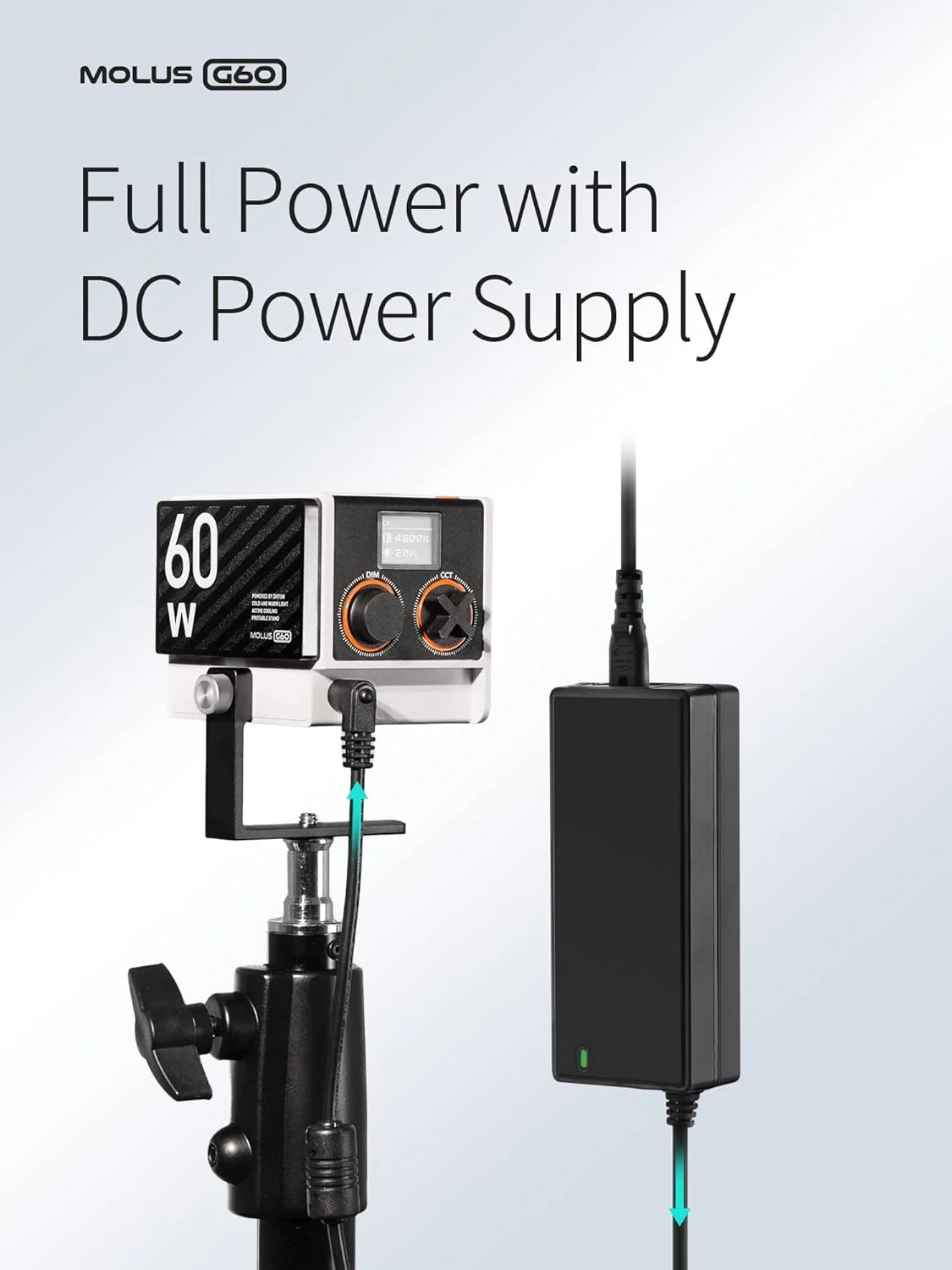 کیت کامل نور ویدیویی ZHIYUN MOLUS G60 [اورجینال] 60W COB، دو رنگ 2700K-6500K، کنترل از راه دور بلوتوث از طریق اپلیکیشن، نور مداوم برای عکاسی، به همراه منبع تغذیه DC/PD و سه پایه برای تولید محتوای یوتیوب، ولاگ و مراسم عروسی