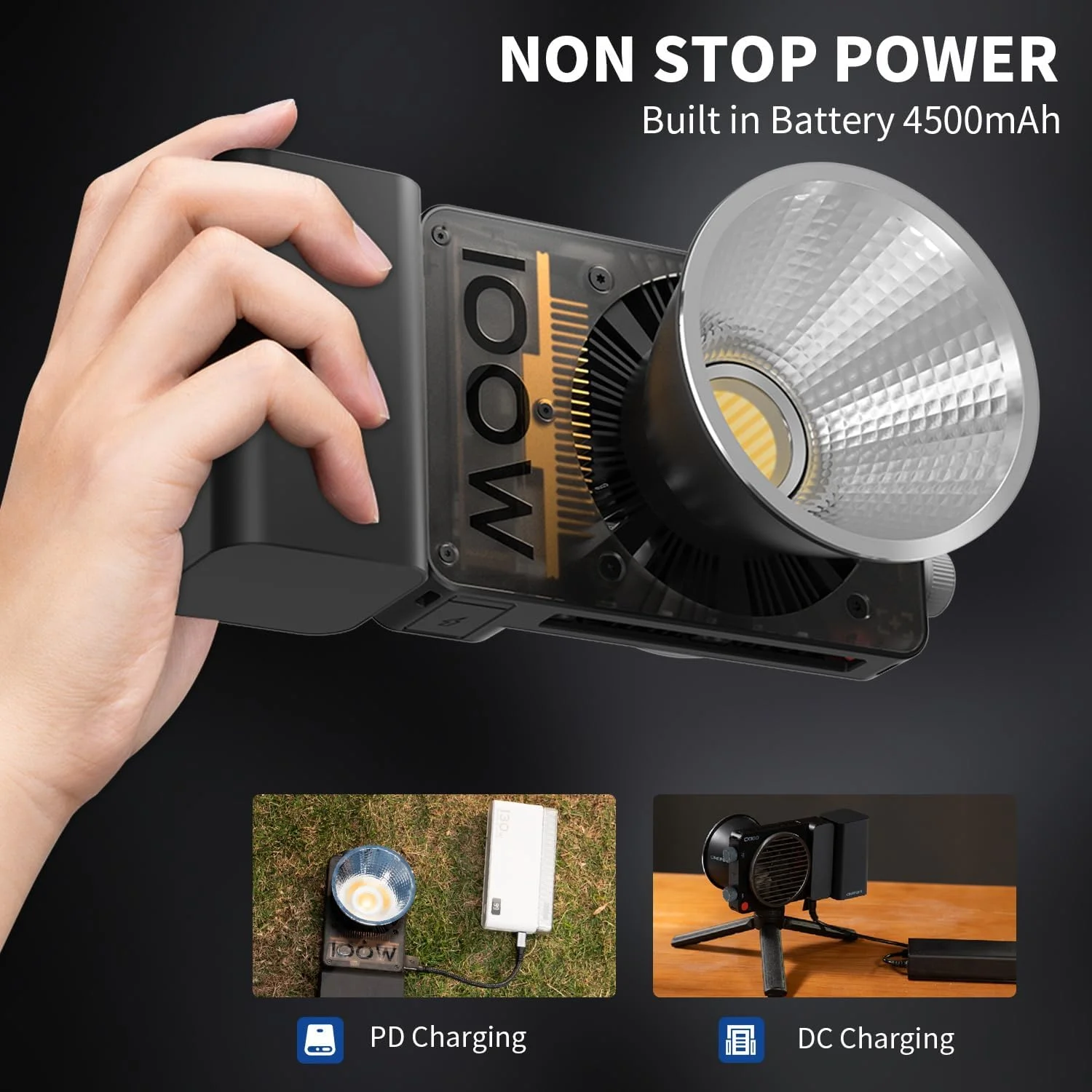 نور ویدئویی ال ای دی 100 وات ZHIYUN CINEPEER CX100 با باتری داخلی 4500 میلی آمپر ساعتی، نورپردازی خروجی مداوم COB دو رنگ 2700K-6500K برای فیلمسازی/پخش زنده/فیلمبرداری/عکاسی استودیویی نور ویدئویی ال ای دی 100 وات ZHIYUN CINEPEER CX100 با باتری داخلی 4500 میلی آمپر ساعتی، نورپردازی خروجی مداوم COB دو رنگ 2700K-6500K برای فیلمسازی/پخش زنده/فیلمبرداری/عکاسی استودیویی