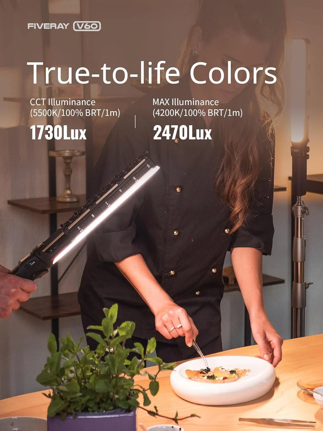 چراغ استیک دستی فیلمبرداری 60 وات Zhiyun V60 [اورجینال]، نورپردازی قابل حمل و کم نور برای استودیو عکاسی، نور پرکننده، پخش زنده، 2700K~6500K، TLCI 98+ CRI 96+، مشکی کمبو