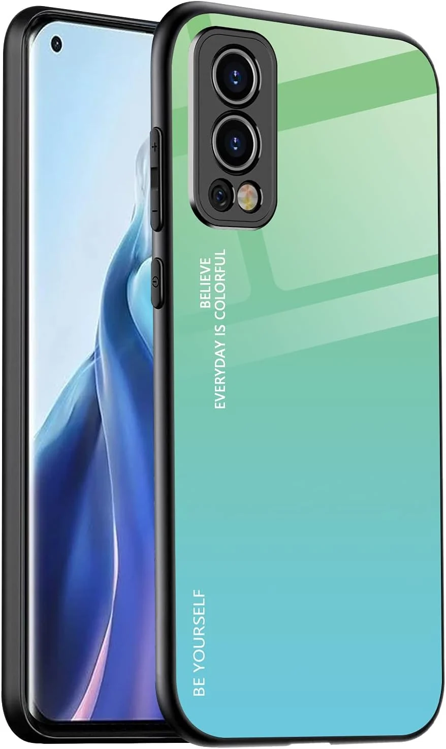 قاب شیشه ای گرادیانی DOINK برای OnePlus Nord 2، شیشه حرارت دیده رنگارنگ + قاب سیلیکونی TPU - رنگ 6