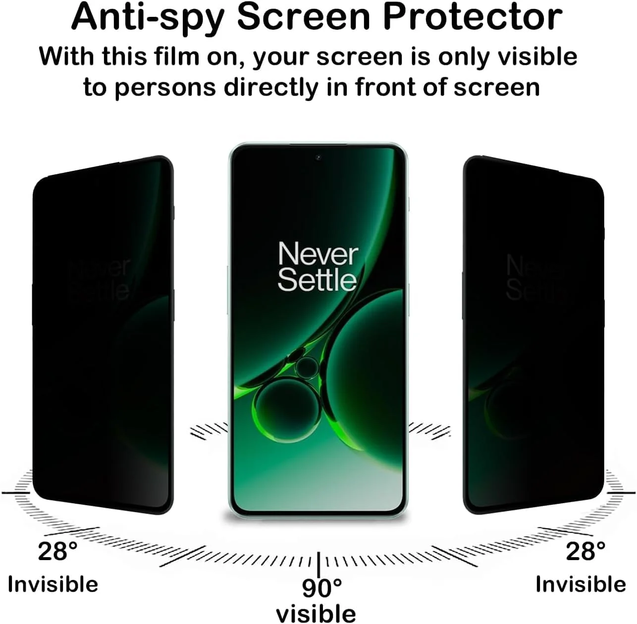 محافظ صفحه نمایش حریم خصوصی Fiokxie [بسته 2 عددی] برای OnePlus Nord N30 SE - محافظ صفحه نمایش حریم خصوصی تمام صفحه، فیلم شیشه ای سخت شده سه بعدی، سختی 9H، محافظ پوشش کامل ضد خش