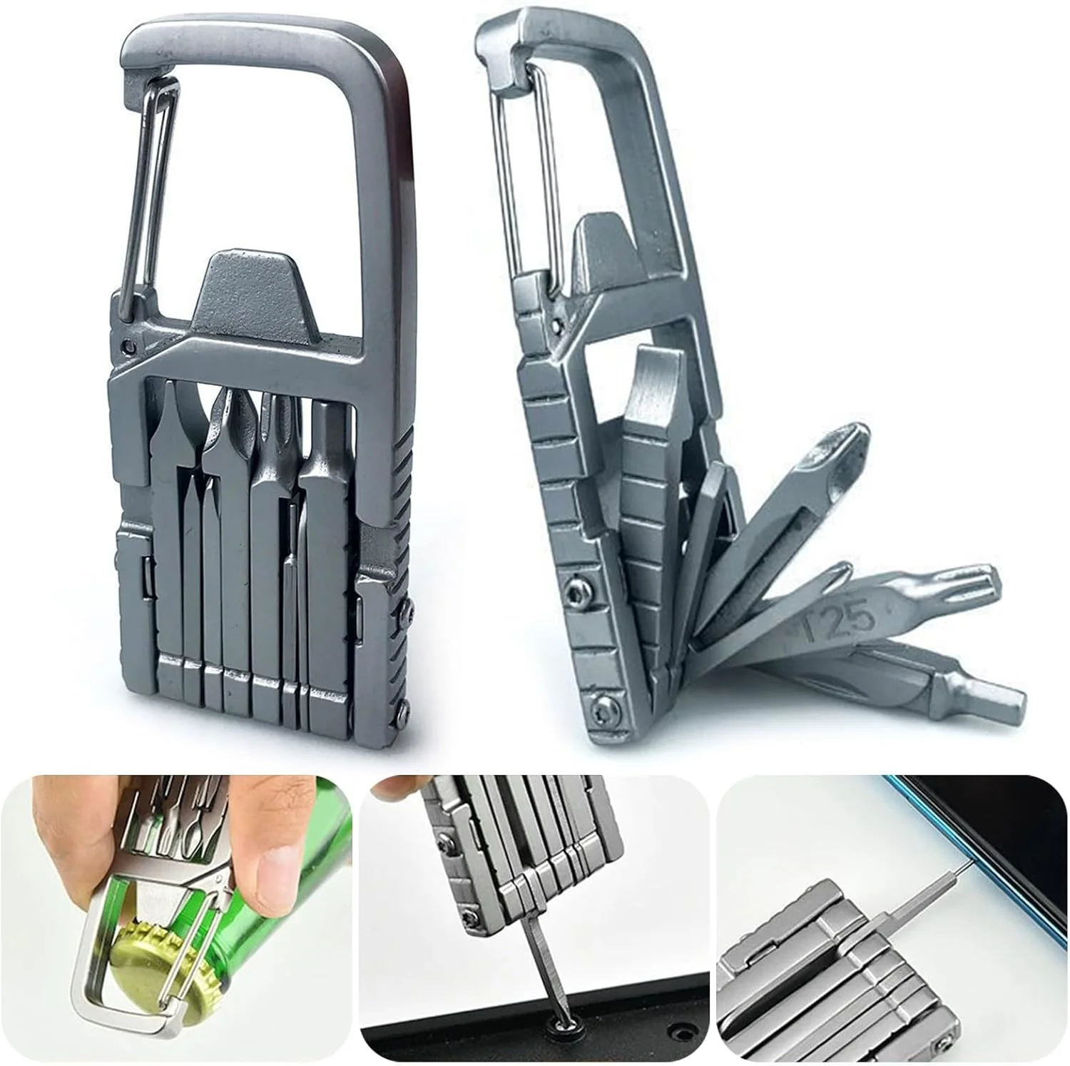 جاکلیدی چندکاره پیچ گوشتی استیل ضد زنگ ابزار فضای باز درب بازکن دفاع جیبی قابل حمل چند منظوره استیل برای تعمیرات الکترونیک