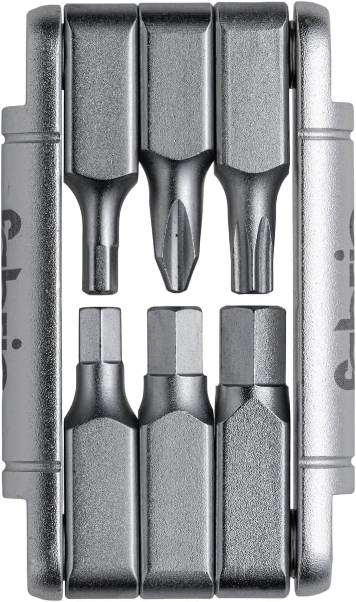 ابزار چندکاره تاشو دوچرخه سواری Fabric SixTool: 6 در 1 - آچار آلن، تورک، پیچ گوشتی - ابزار تعمیر دوچرخه جمع و جور - نقره ای - FTL-01