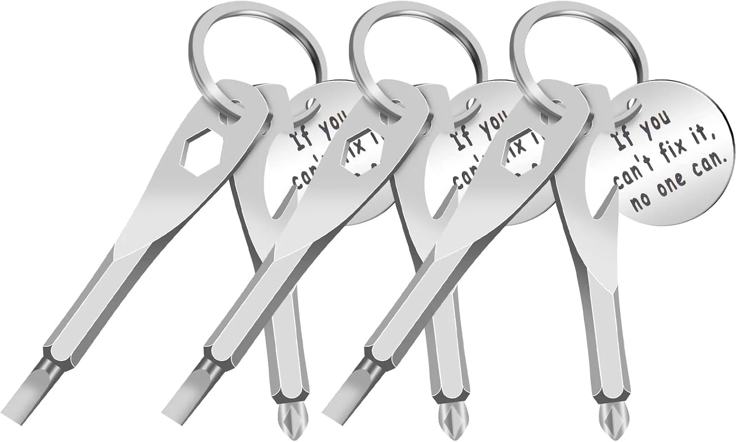 ست 3 عددی جاکلیدی پیچ گوشتی، ابزار پیچ گوشتی کوچک قابل حمل استیل ضد زنگ، شامل پیچ گوشتی دوسو و چهارسو به همراه درب بازکن