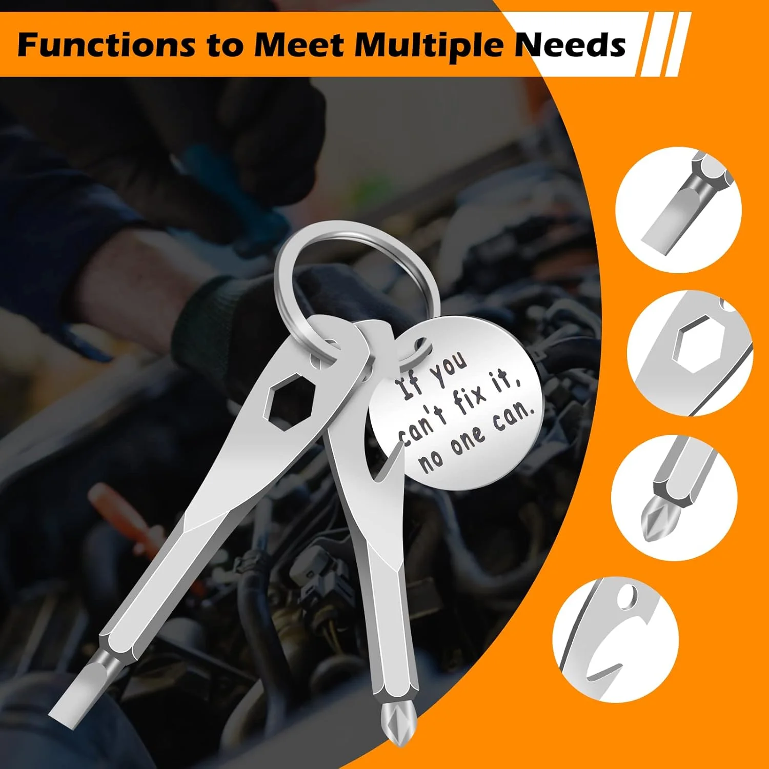 ست 3 عددی جاکلیدی پیچ گوشتی، ابزار پیچ گوشتی کوچک قابل حمل استیل ضد زنگ، شامل پیچ گوشتی دوسو و چهارسو به همراه درب بازکن