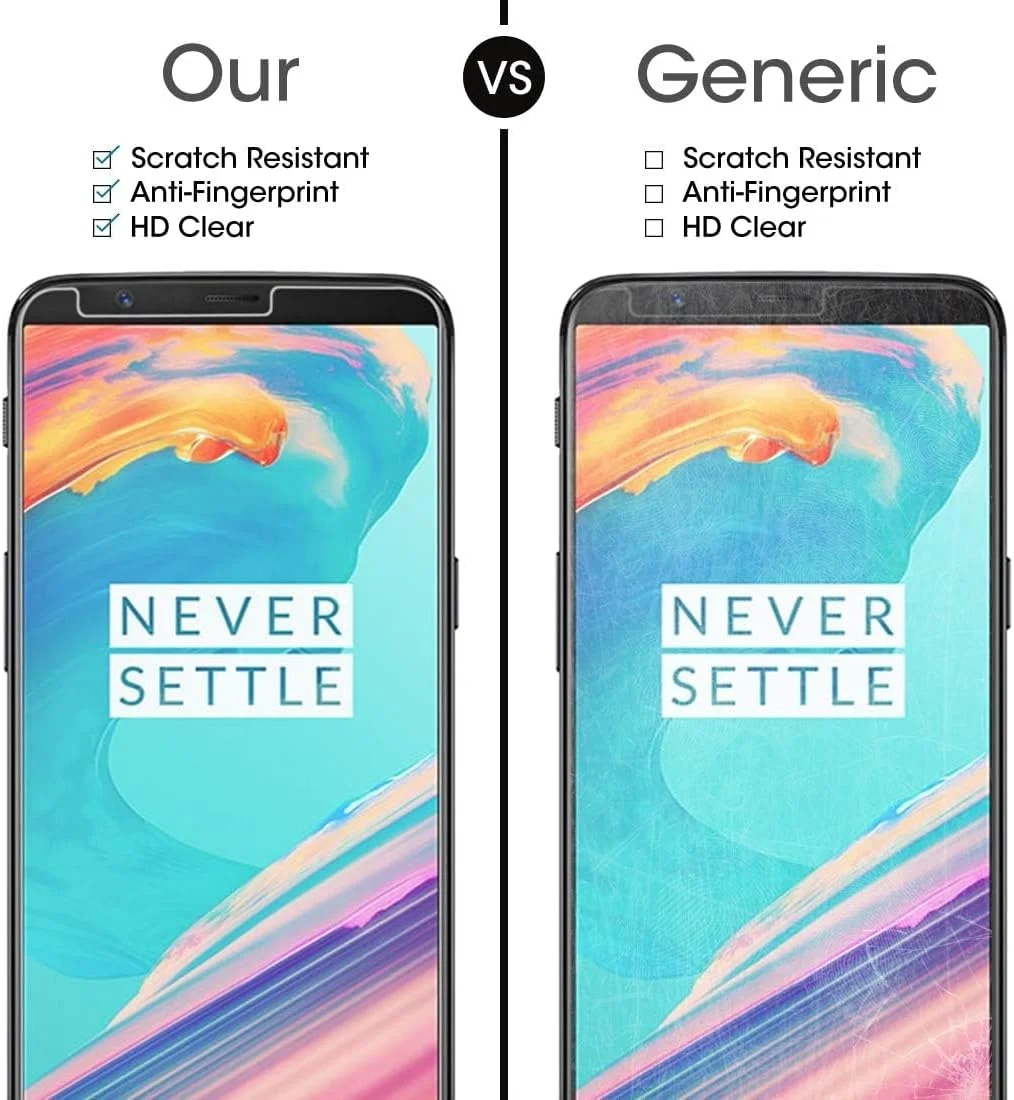 محافظ صفحه نمایش شیشه ای حرارت دیده 0.26 میلی متری با سختی سطح 9H و لبه های 2.5D ضد انفجار غیر تمام صفحه Dalee مناسب برای Oneplus 5T - بسته 10 عددی