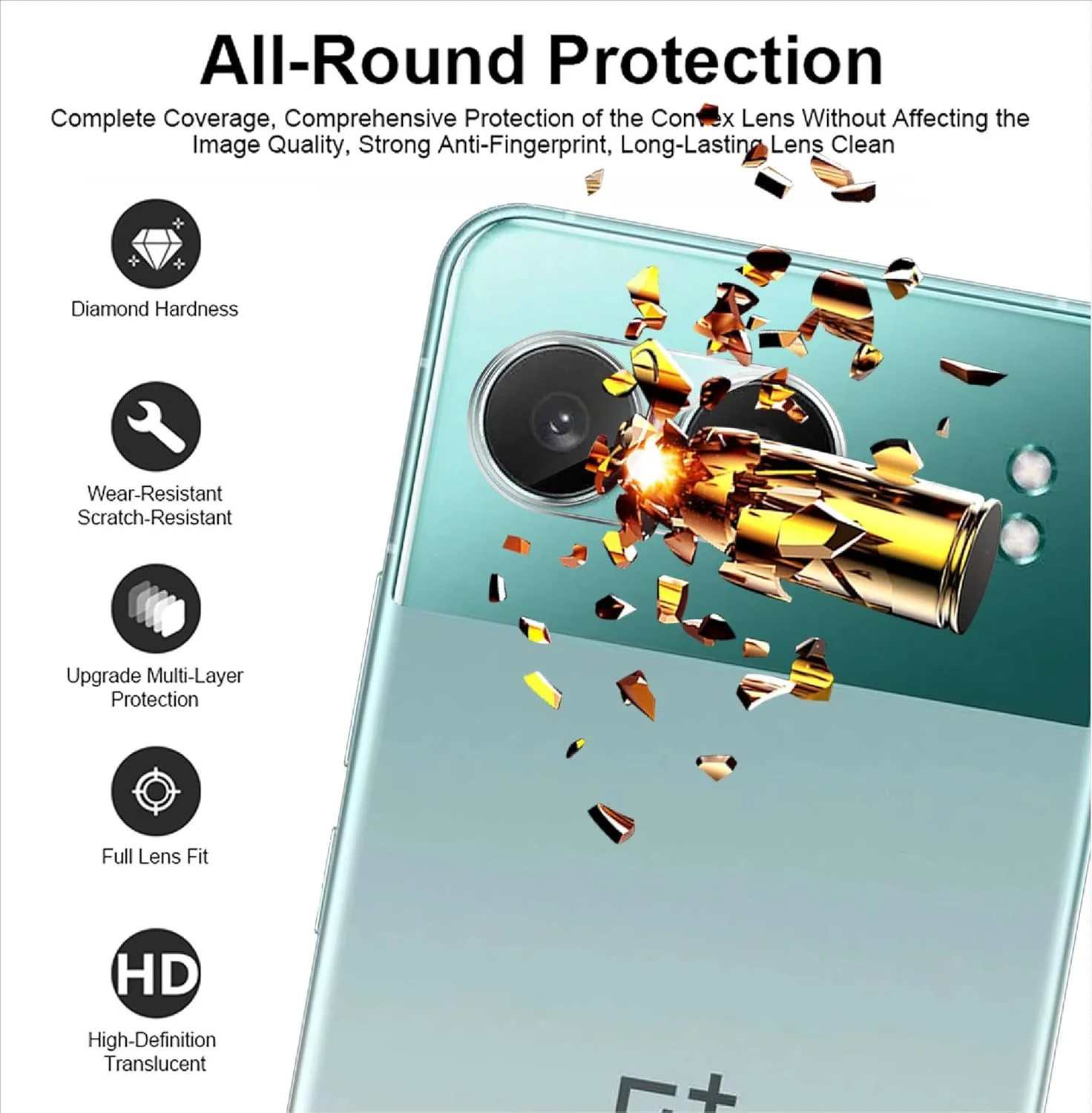 محافظ لنز دوربین GIOPUEY سازگار با OnePlus Nord 4، [بسته 3 عددی] شیشه حرارت دیده سه بعدی، ضد خش، محافظ دوربین برای OnePlus Nord 4