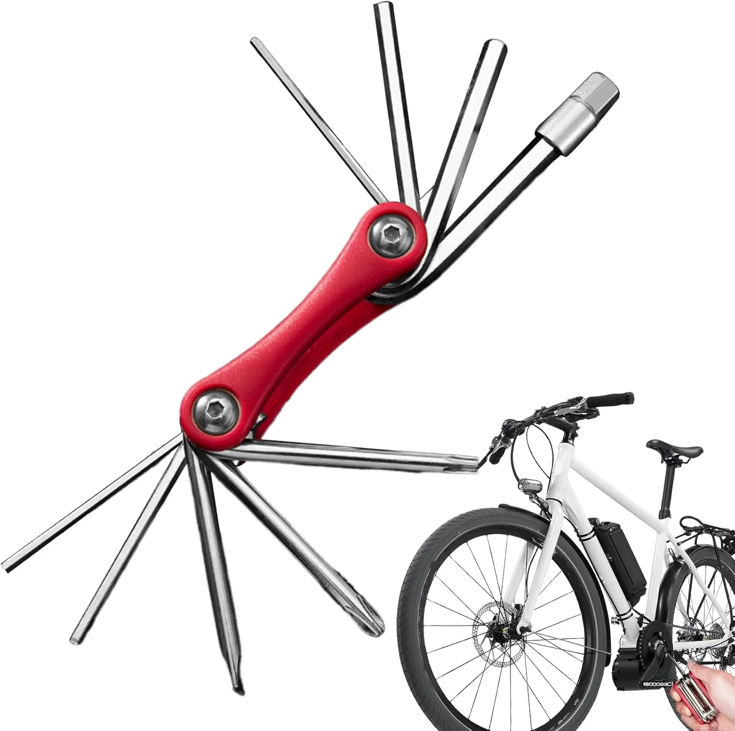 ابزار چندکاره دوچرخه سواری، کیت تعمیر تایر دوچرخه، ابزار تعمیر چند منظوره سبک وزن، لوازم جانبی دوچرخه سواری برای جاده و کوهستان